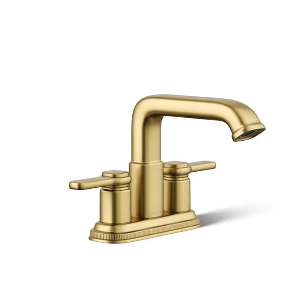 KOHLER Numista 4 in. Centerset 2-Handle Bathroom Faucet in Vibrant Brushed Moderne Brass