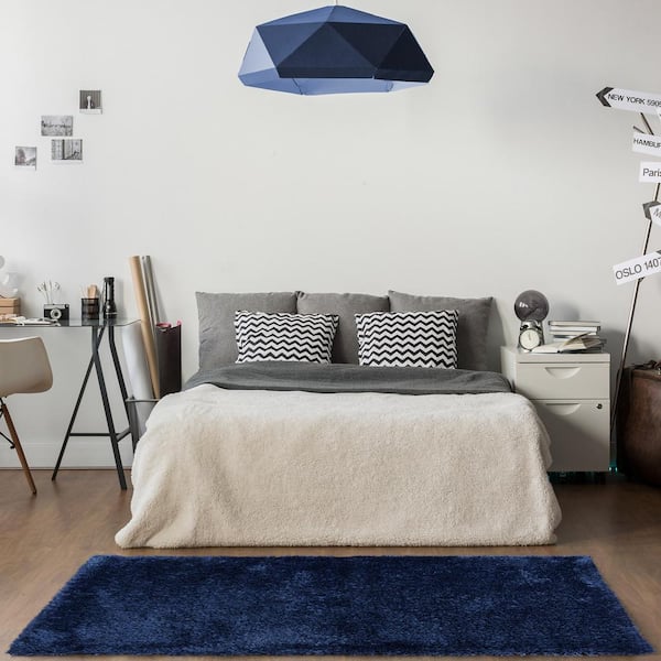 Delos Flokati Navy 4 ft. x 6 ft. Solid Shag Indoor Area Rug