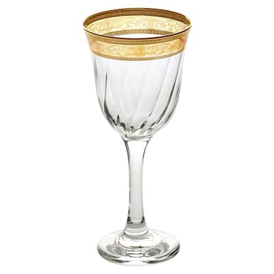 Set of 6 Circleware Parisian 11.5oz Goblet Glasses with Gold Trim