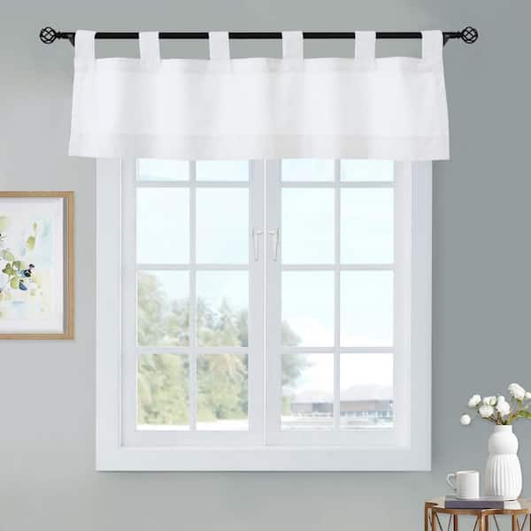 THERMALOGIC Weathermate Tab Top White Cotton Smooth 40 in. W x 15 in. L Tab Top Indoor Room Darkening Valance (1-Valance)