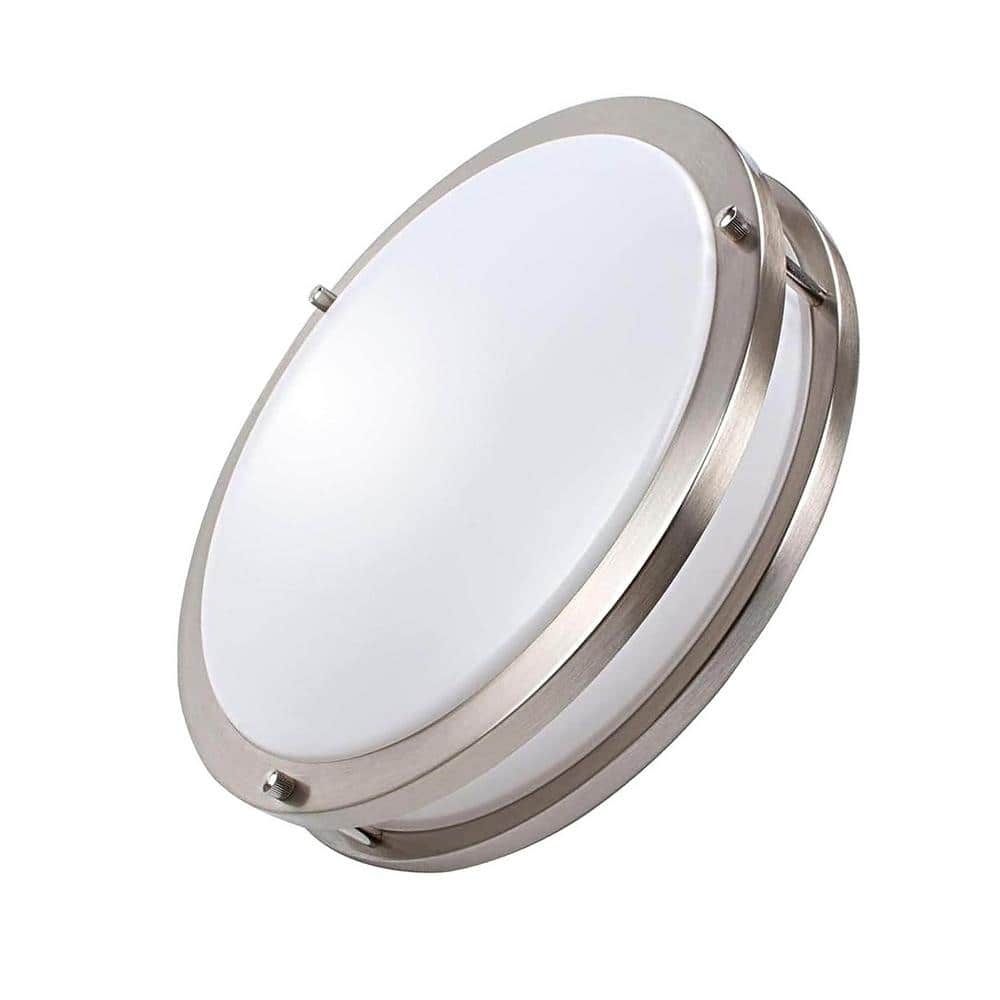 Sleek Modern 14" LED Flush Mount Ceiling Light in Brushed Nickel