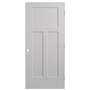 36 in. x 80 in. 3-Panel Winslow Left-Hand Solid Core Silver Bullet Molded Composite Single Prehung Interior Door