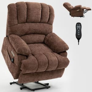 Remote Control Brown Adjustable PU Recliner Single Sofa with 8-Point Vibration Massage and Lumbar Heating