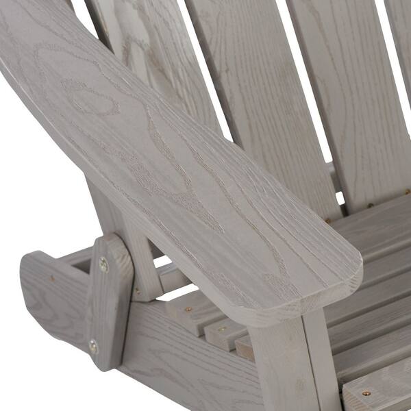 Grey Folding Wood Outdoor Adirondack Chair Oversize Patio Lounge