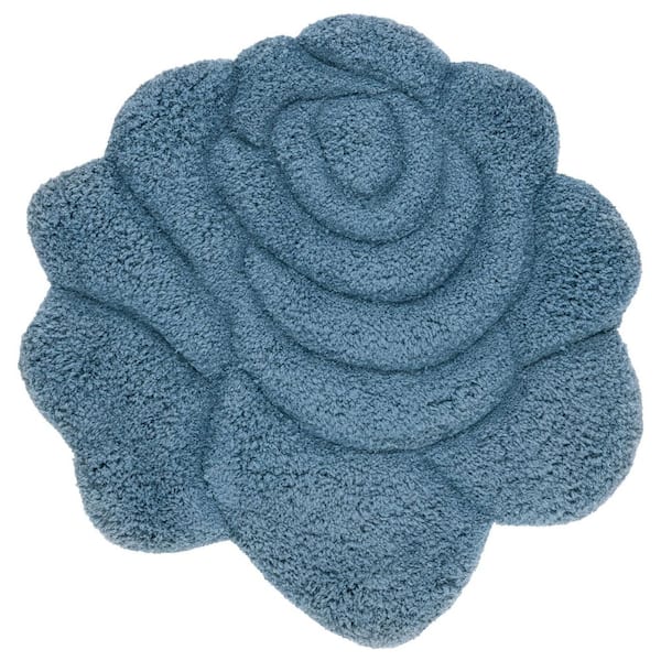 Novelty 3 ft. x 3 ft. Blue Floral Specialty Area Rug