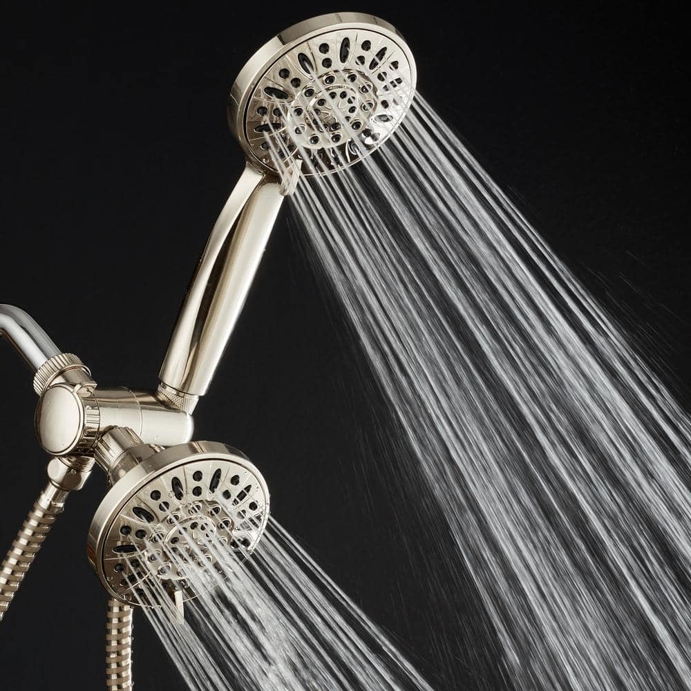 Brushed Nickel Dual Shower Head with 48 Settings