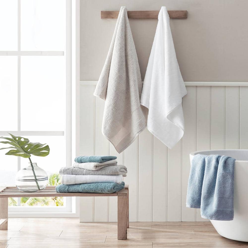 Gray Cotton Ridged 6-Piece Bath Towel Set