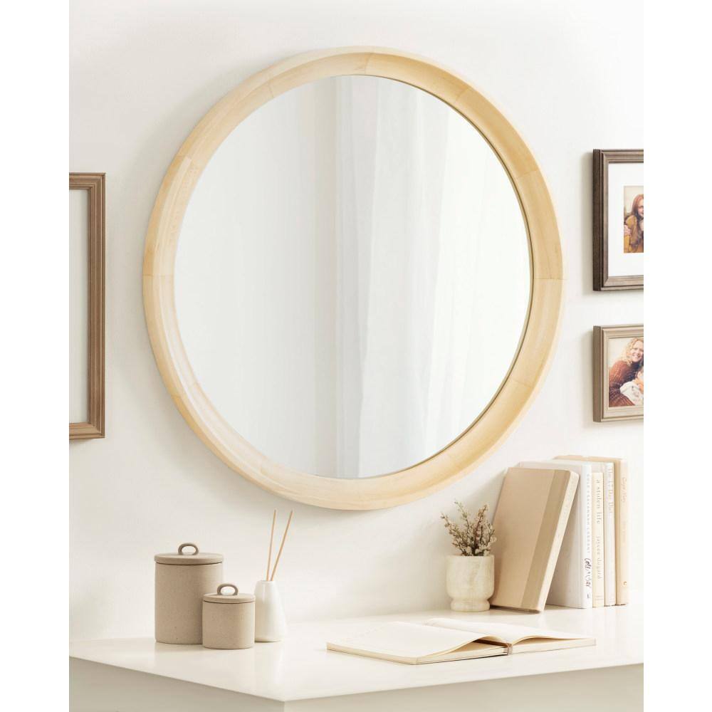 Hatherleigh 30" Natural Wood Round Bathroom Vanity Mirror