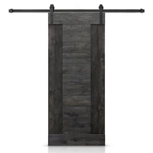 24 in. x 84 in. Charcoal Black Stained DIY Knotty Pine Wood Interior Sliding Barn Door with Hardware Kit