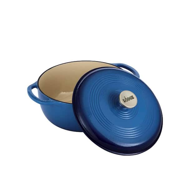 Lodge Enameled Cast Iron Dutch Oven, Blue, 5.5 qt