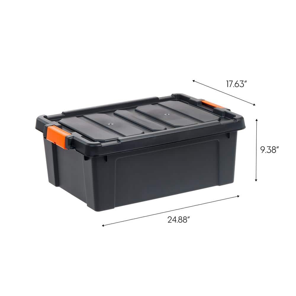 Rugged Black 47 Qt. Stackable Heavy-Duty Storage Bin with Secure Lid
