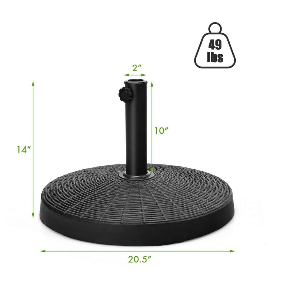 49 lbs Black Resin and Steel Patio Umbrella Base Stand