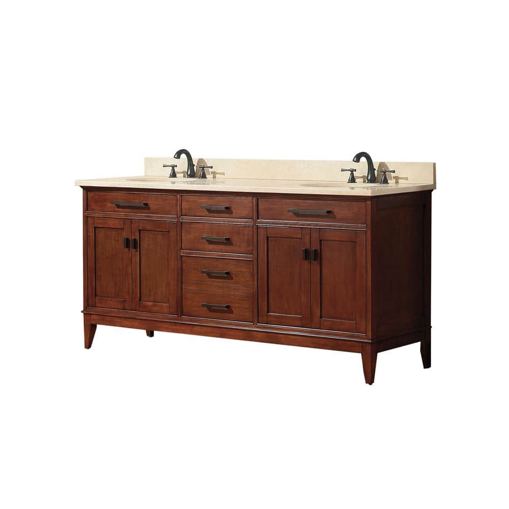 Madison 73" Tobacco Double Vanity with Marble Top