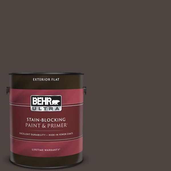 BEHR ULTRA 1 gal. #PPU5-01 Espresso Beans Flat Exterior Paint & Primer
