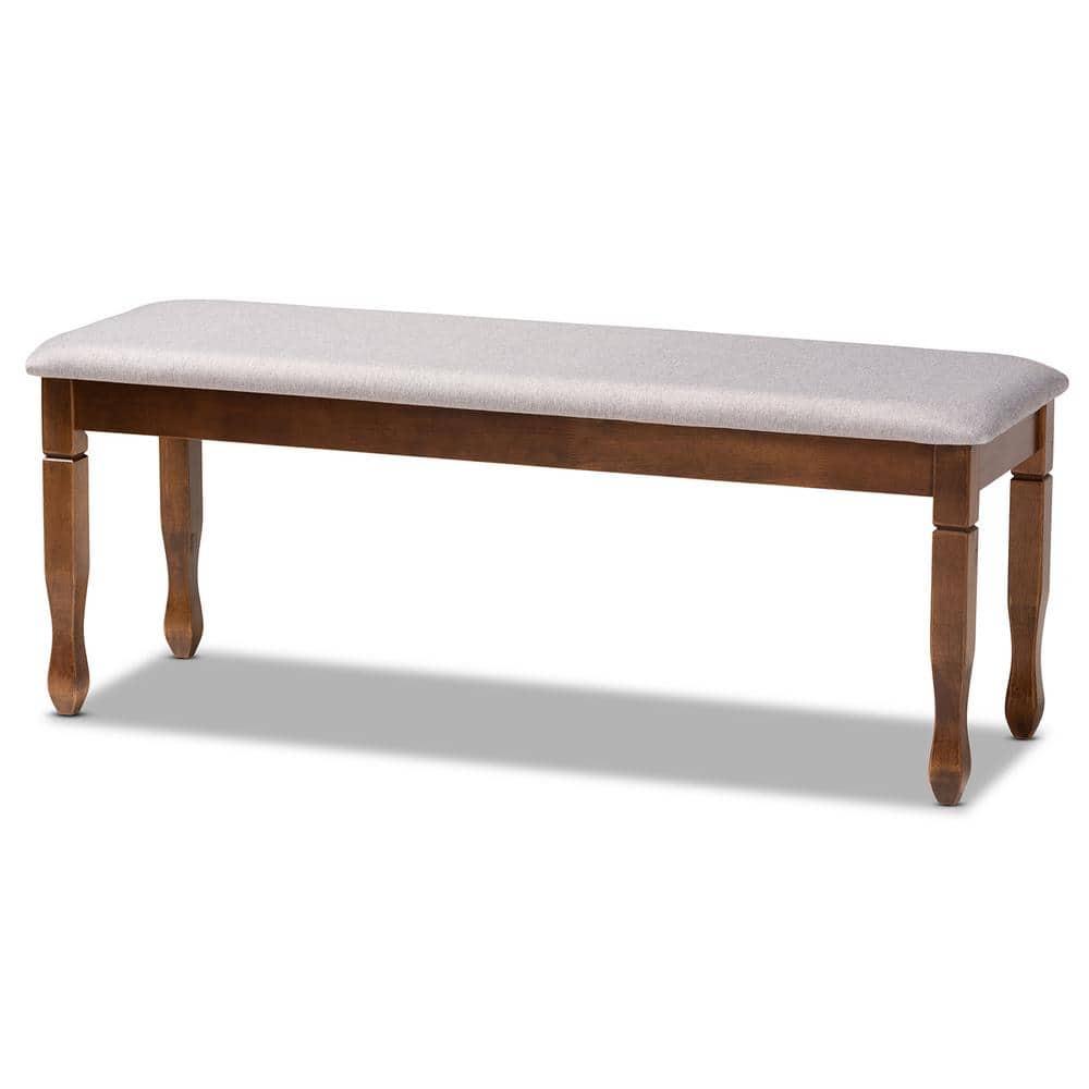 Corey 48'' Gray Fabric and Walnut Wood Classic Dining Bench
