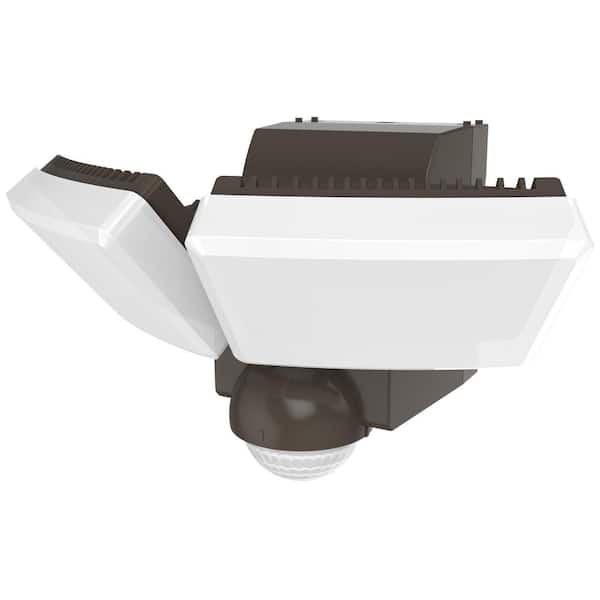 Defiant 180-Degree Bronze Twin Battery Motion Sensor Outdoor Integrated LED Flood Lights with 800 Lumens