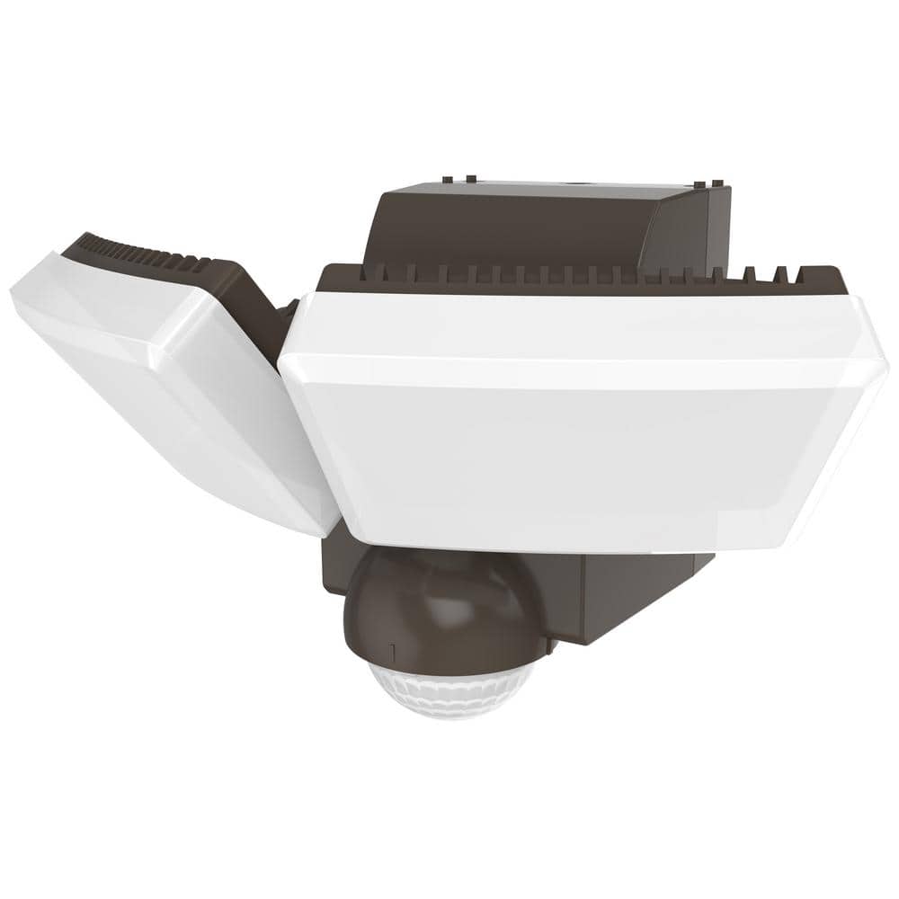 180-Degree Bronze Twin Battery Motion Sensor Outdoor Integrated LED Flood L
