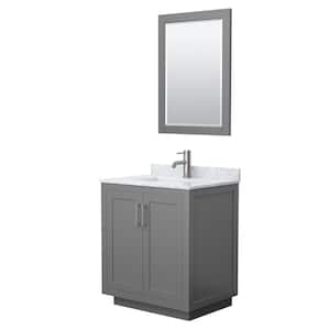 Miranda 30 in. W x 22 in. D x 33.75 in. H Single Sink Bath Vanity in Dark Gray with White Carrara Marble Top and Mirror