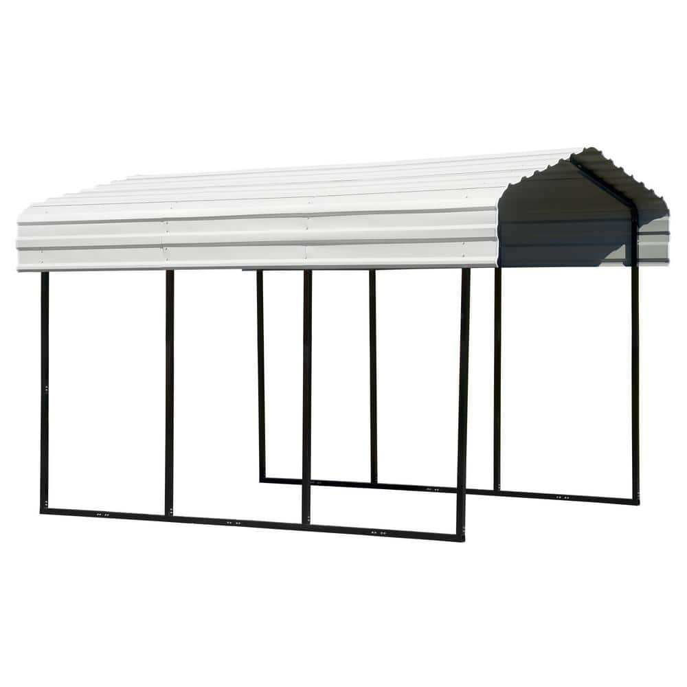 Eggshell Steel Frame Carport Kit with White Roof
