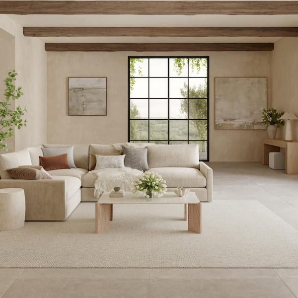 Nourison Textured Home Ivory Beige 6 ft. x 9 ft. All-over design Contemporary Area Rug - image 4