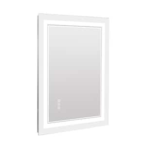 24 in. W 32 in. H Framed Telescopic Wall Mount Bathroom Makeup Mirror LED Lighted Bathroom in Chrome﻿