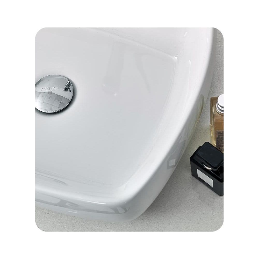 Lucera 30'' White Quartz Stone Wall-Mount Vanity