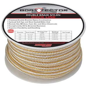 BoatTector Double Braid Nylon Dock Line - 3/4 in. x 50 ft., White and Gold