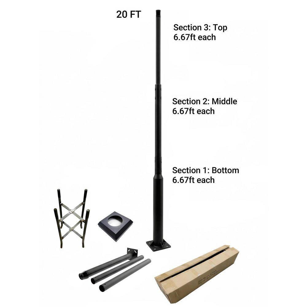 3 in. Up To 20 ft. Black Outdoor Universal Metal Light Post Pole with Reinforcement Ribs Metal Rebar Cage price history on PriceWatchPro