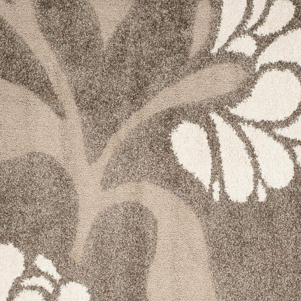 Florida Shag Smoke and Beige Floral Square Rug