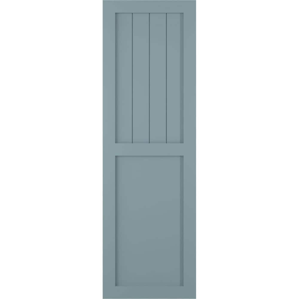 18 in. x 68 in. PVC True Fit Farmhouse/Flat Panel Combination Fixed Mount Board & Batten Shutters Pair in Peaceful Blue price history on PriceWatchPro