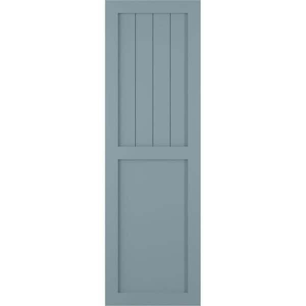 Ekena Millwork 18 in. x 76 in. True Fit PVC Farmhouse/Flat Panel Combination Fixed Mount Board & Batten Shutters Pair in Viridian Green