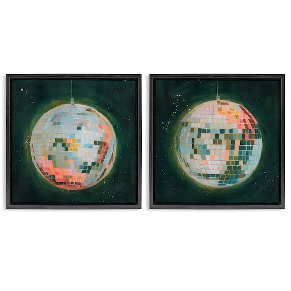 Stupell Industries Disco Balls with Vivid Hues by Grace Popp 2-Pieces Black Floater Frame Music Graphic Art Print 25 in. x 25 in.