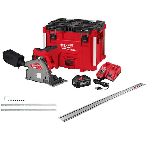 M18 FUEL 18V Li-Ion Brushless Cordless 6-1/2 in. Plunge Track Saw Kit w/106 in. Track Saw Guide Rail & Track Connector