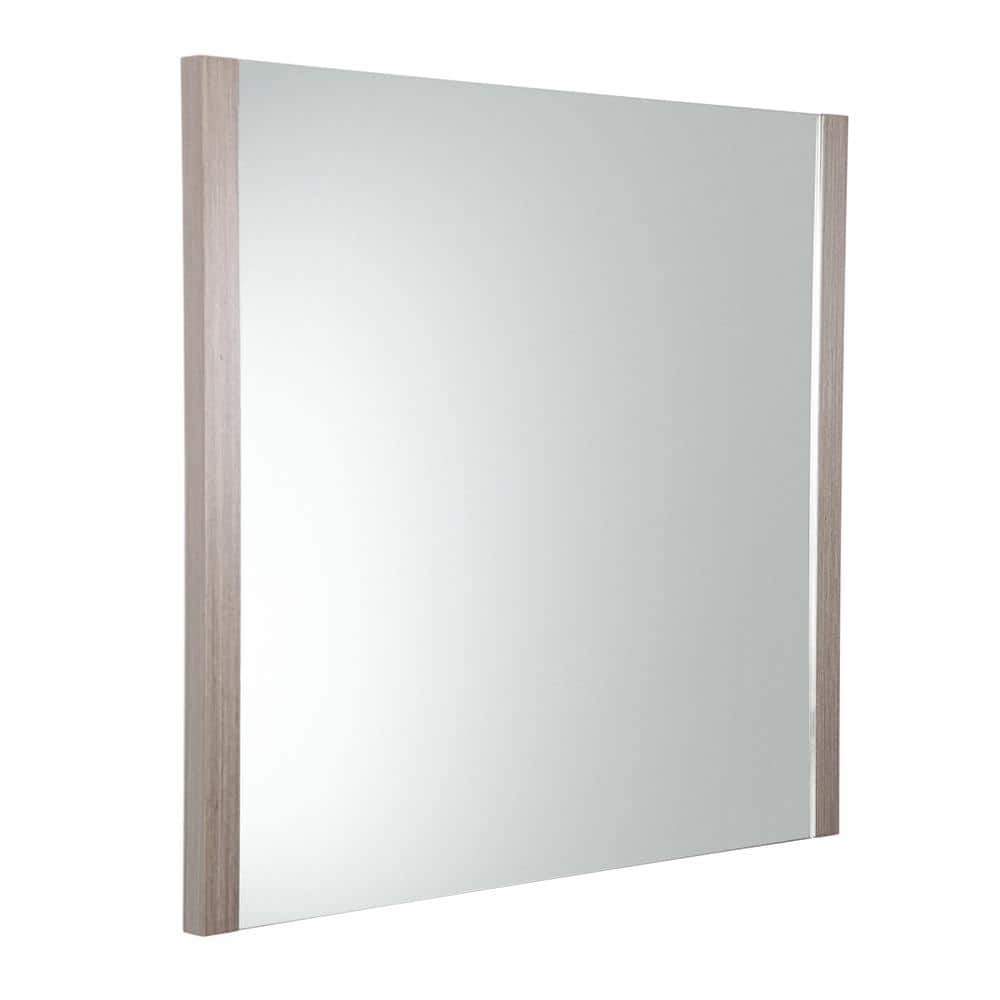Sleek Gray Oak 25.5"x31.5" Modern Rectangular Bathroom Vanity Mirror