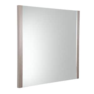 Torino 32.00 in. W x 32.00 in. H Framed Square Bathroom Vanity Mirror in Gray Oak
