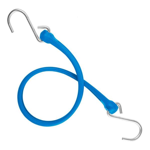 The Perfect Bungee 19 in. EZ-Stretch Polyurethane Bungee Strap with Galvanized S-Hooks (Overall Length: 24 in.) in Blue