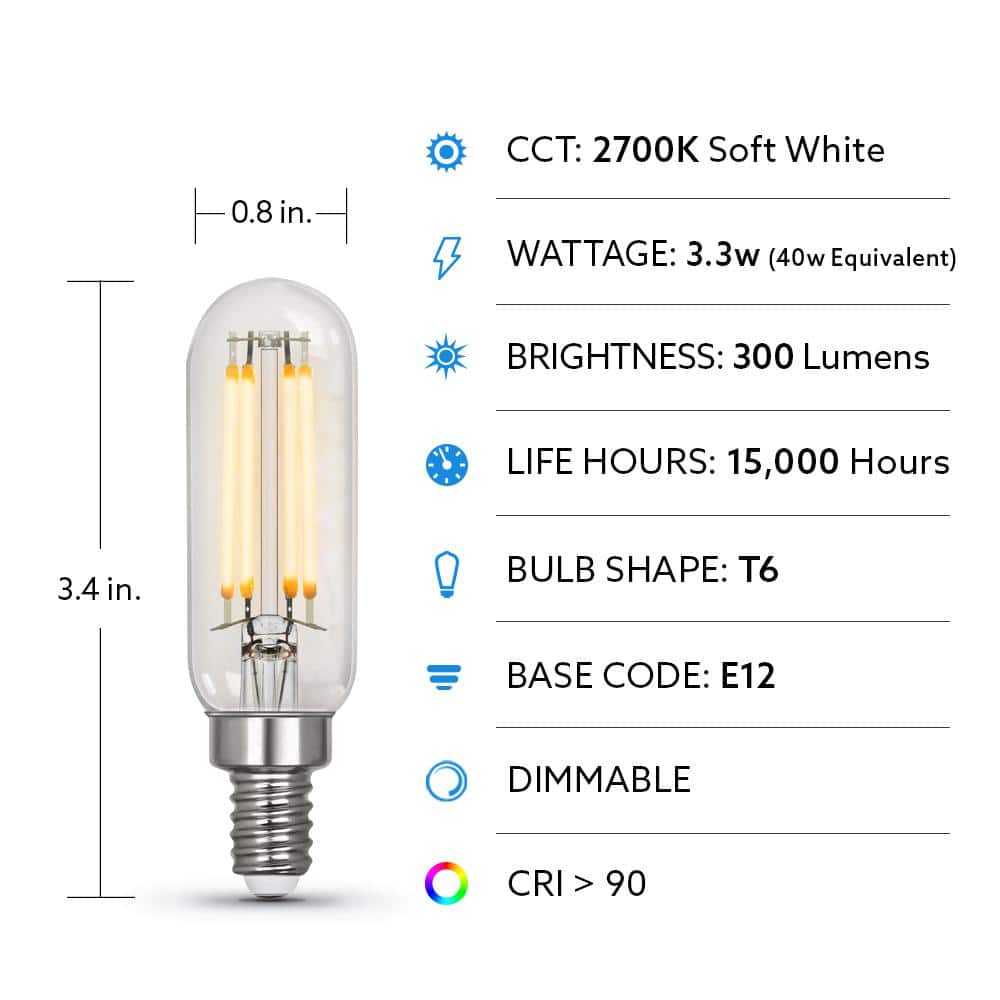 40-Watt Equivalent Clear Glass Edison LED Light Bulbs, Soft White, 6-Pack