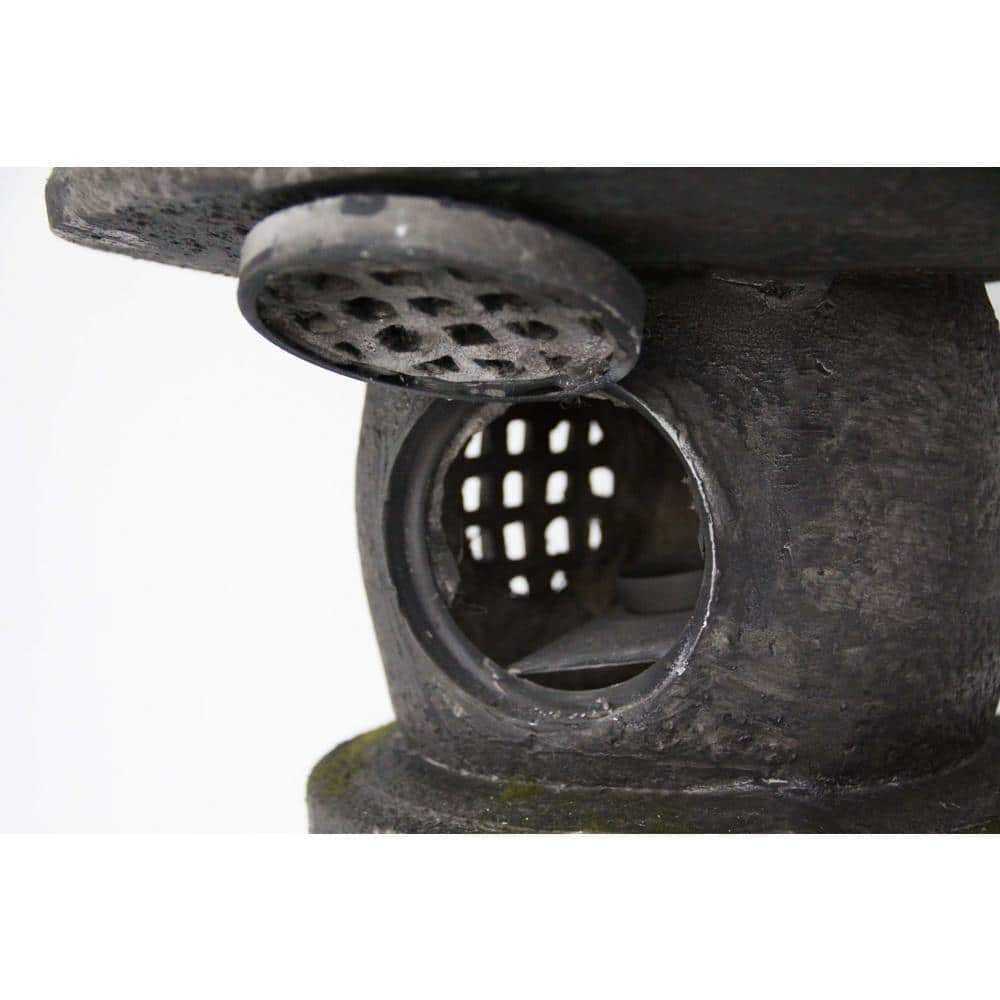 Grey Stone Pagoda Lantern Garden Statue with Magnetic Door