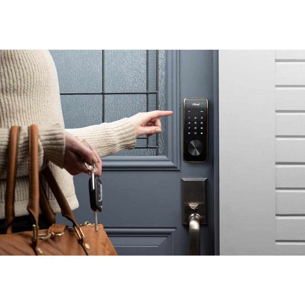 Gold and Black Smart Touchscreen Deadbolt with Wi-Fi and Bluetooth
