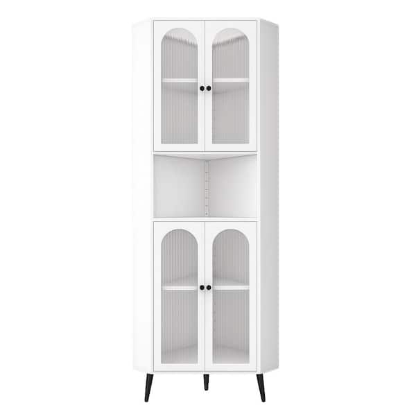 Corner Metal Storage Cabinet with Doors and Shelves for Bathroom,Bedroom,Dining Room