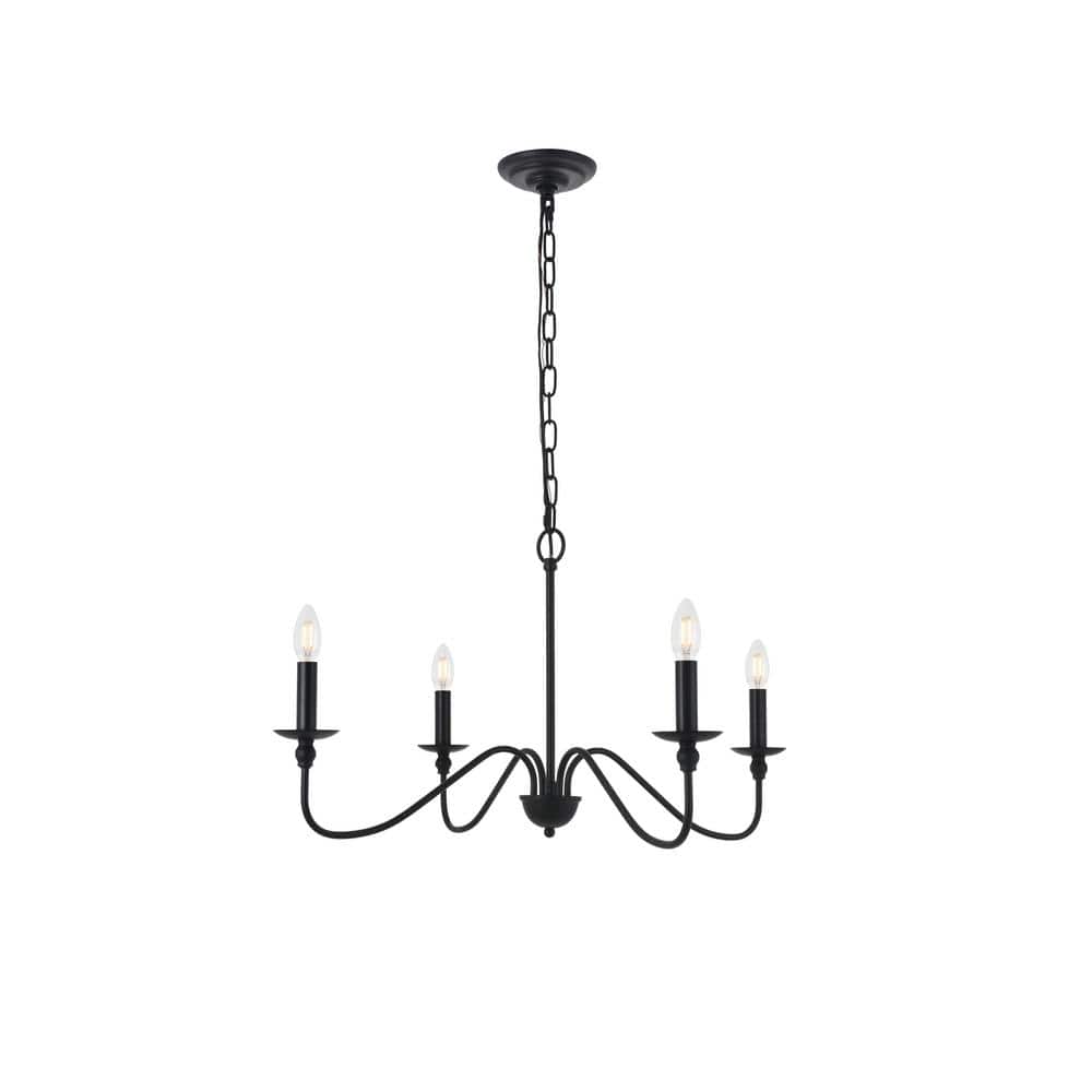 Timeless Home Roman 30 in. W x 15.7 in. H 4-Light Matte Black Pendant