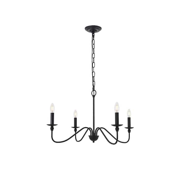 Unbranded Timeless Home Roman 30 in. W x 15.7 in. H 4-Light Matte Black Pendant
