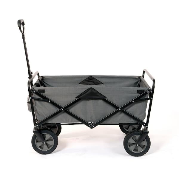 220 lbs Capacity Folding Wagon Grey Utility Garden Cart Collapsible with Wheels for Outdoor Camping 