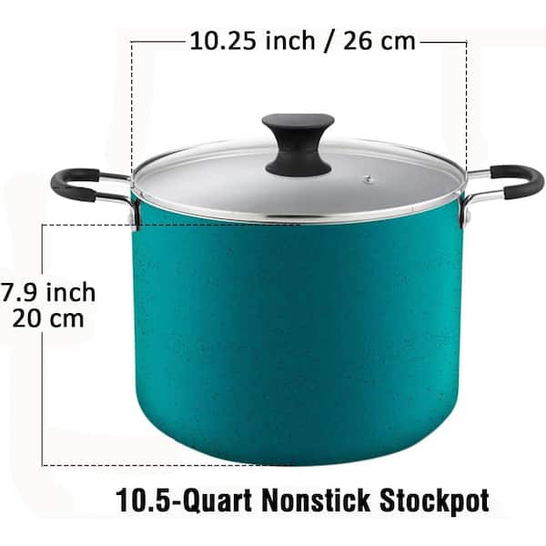 Cook N Home Nonstick Stockpot with Lid, 10.5 Quarts, Turquoise