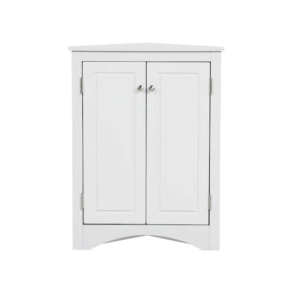 23.6 in. W x 17.2 in. D x 31.5 in. H White MDF Ready to Assemble Floor Corner Kitchen Cabinet with Adjustable Shelves