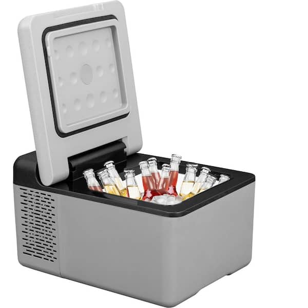 0.32 cu. ft. Outdoor Refrigerator Portable Mini Freezer -4°~68° Car Compressor Fridge Cooler with APP Control in Gray