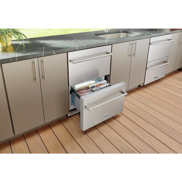 KitchenAid 24-in Built-In 2-Drawer Refrigerator (Stainless Steel)