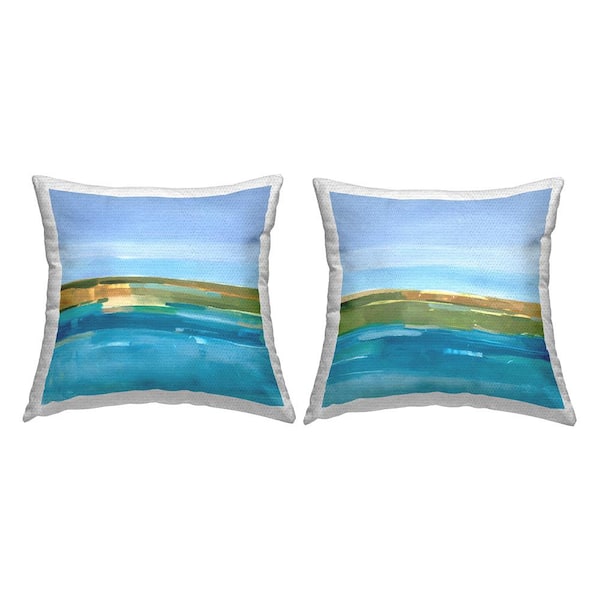 Stupell Industries Abstract Ocean Landscape Blue Square Outdoor Throw Pillow 2-Pack