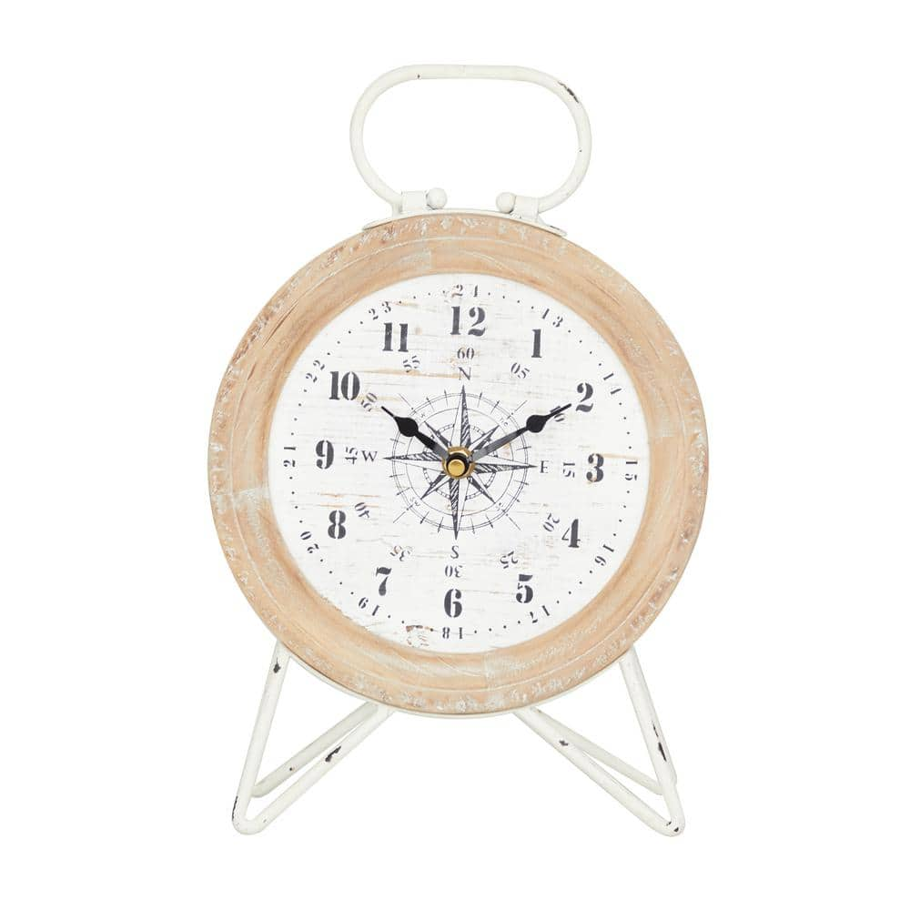 Litton Lane 8 in. x 13 in. Brown Metal Compass Analog Clock