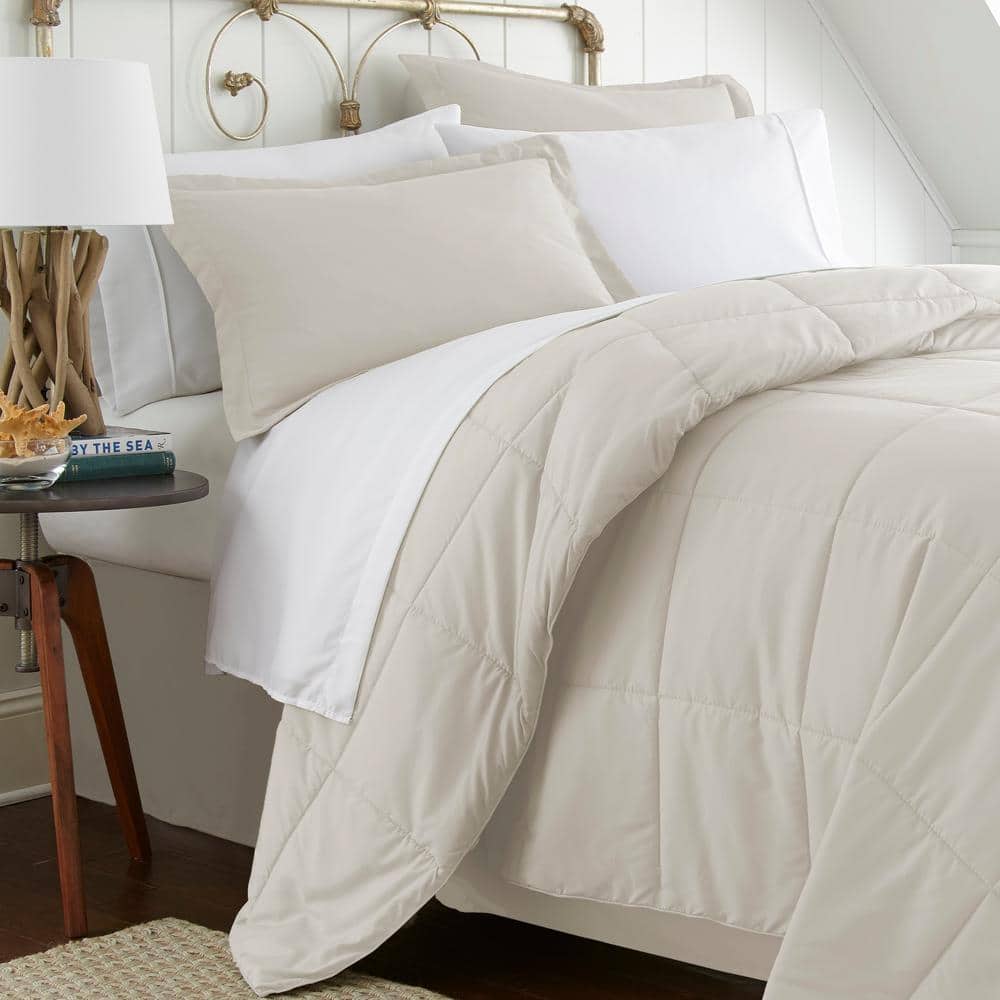 Ivory Double-Brushed Microfiber 8-Piece Full Bedding Set